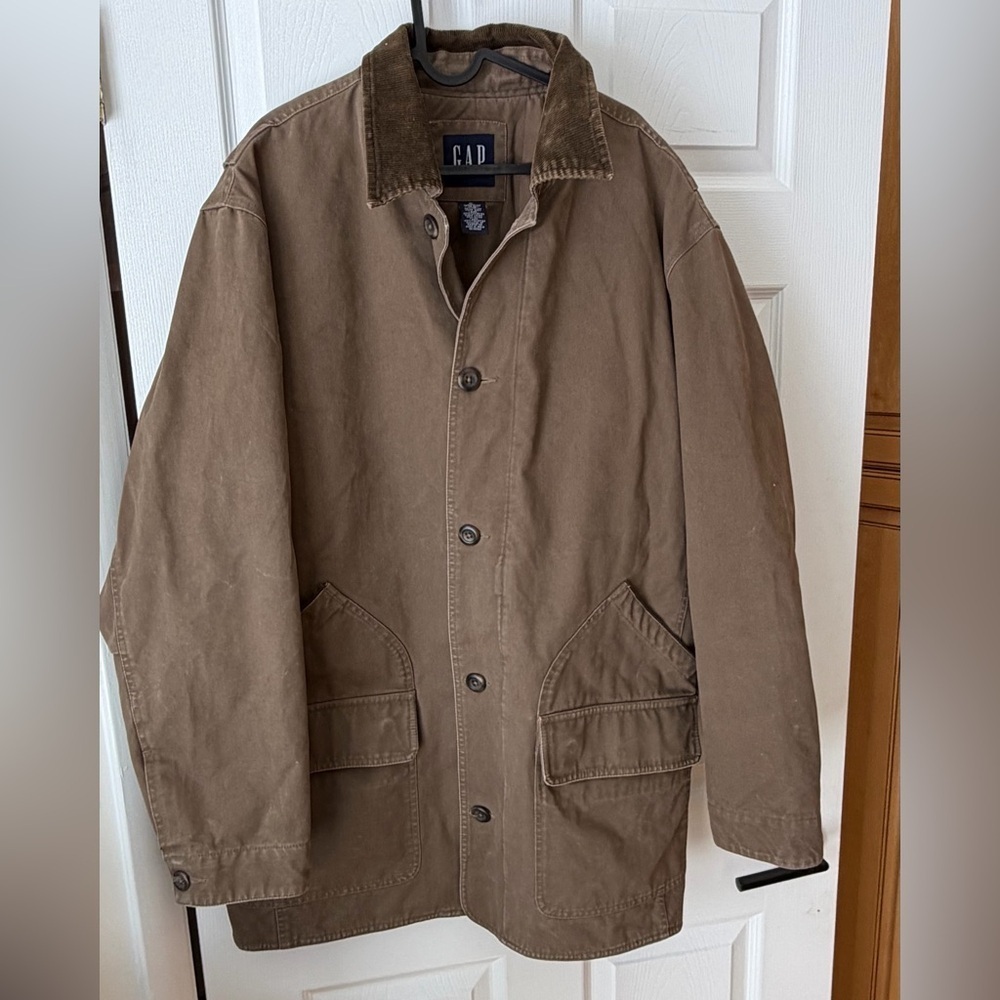 Vintage Gap Men's Oversize Brown Barn Jacket Corduroy Collar